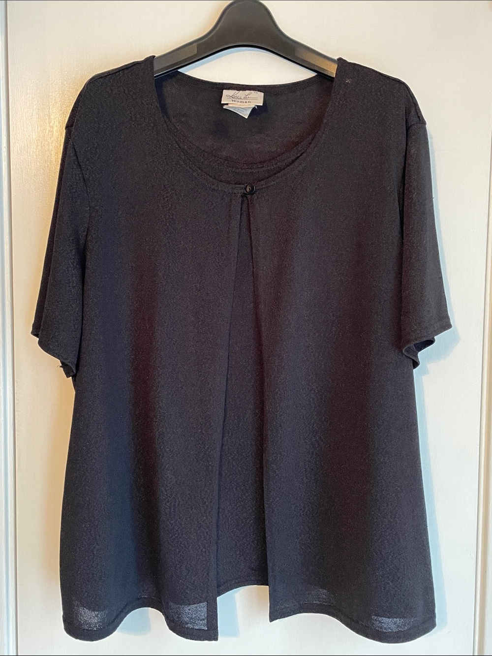 Kathie Lee Collection Black Short-Sleeve Faux Twinset